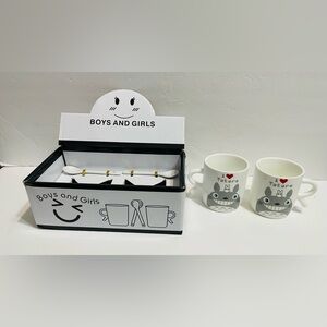 Totoro Ceramic 190 ML Boys and Girls Mug Set with Spoons